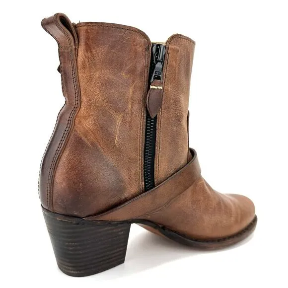 RAG &amp; BONE NEW YORK “HARPER” MOTO BOOT HANDMADE GOODYEAR BROWN 100% LEATHER