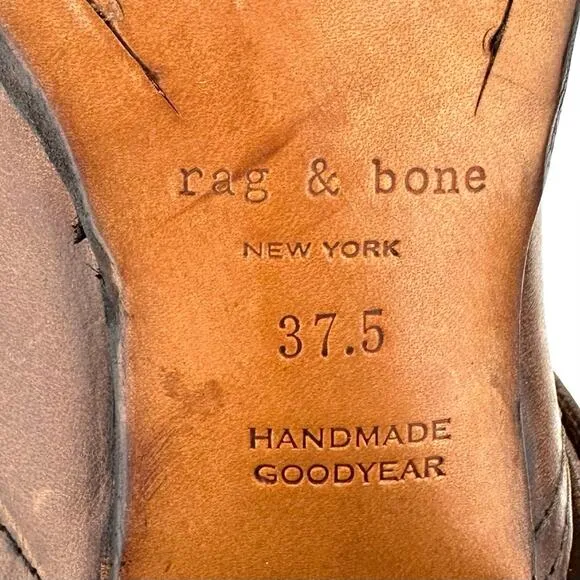 RAG &amp; BONE NEW YORK “HARPER” MOTO BOOT HANDMADE GOODYEAR BROWN 100% LEATHER