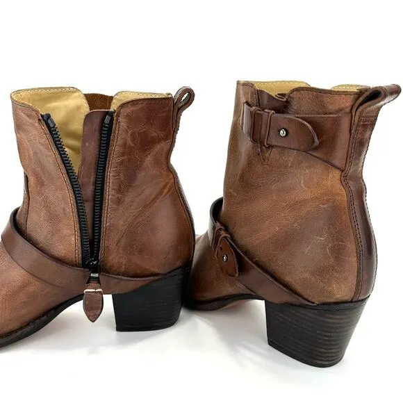RAG &amp; BONE NEW YORK “HARPER” MOTO BOOT HANDMADE GOODYEAR BROWN 100% LEATHER