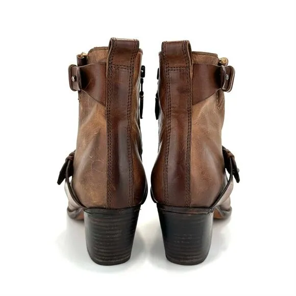 RAG &amp; BONE NEW YORK “HARPER” MOTO BOOT HANDMADE GOODYEAR BROWN 100% LEATHER