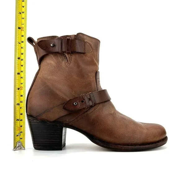 RAG &amp; BONE NEW YORK “HARPER” MOTO BOOT HANDMADE GOODYEAR BROWN 100% LEATHER