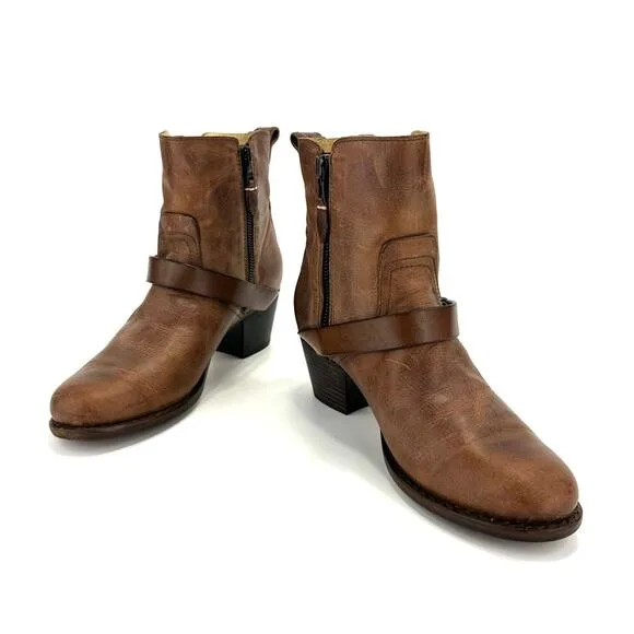 RAG &amp; BONE NEW YORK “HARPER” MOTO BOOT HANDMADE GOODYEAR BROWN 100% LEATHER