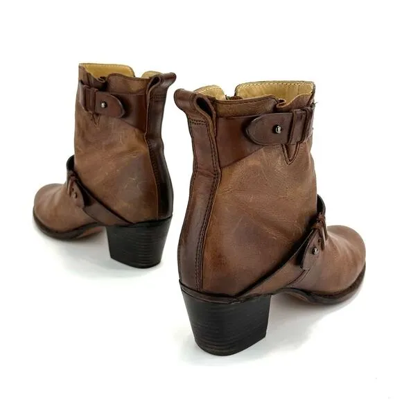 RAG &amp; BONE NEW YORK “HARPER” MOTO BOOT HANDMADE GOODYEAR BROWN 100% LEATHER