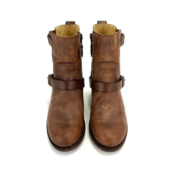 RAG &amp; BONE NEW YORK “HARPER” MOTO BOOT HANDMADE GOODYEAR BROWN 100% LEATHER
