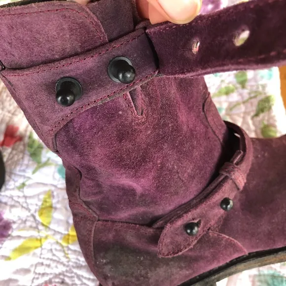 Rag &amp; Bone Purple Suede Distressed Motorcycle Boots