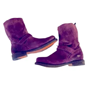 Rag &amp; Bone Purple Suede Distressed Motorcycle Boots
