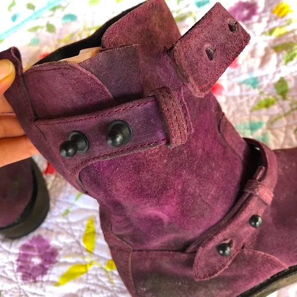 Rag &amp; Bone Purple Suede Distressed Motorcycle Boots