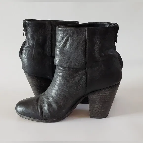 Rag &amp; Bone Women's Black Leather Ankle Boot Size 9.5