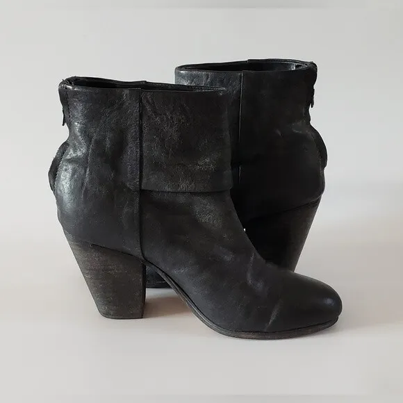 Rag &amp; Bone Women's Black Leather Ankle Boot Size 9.5