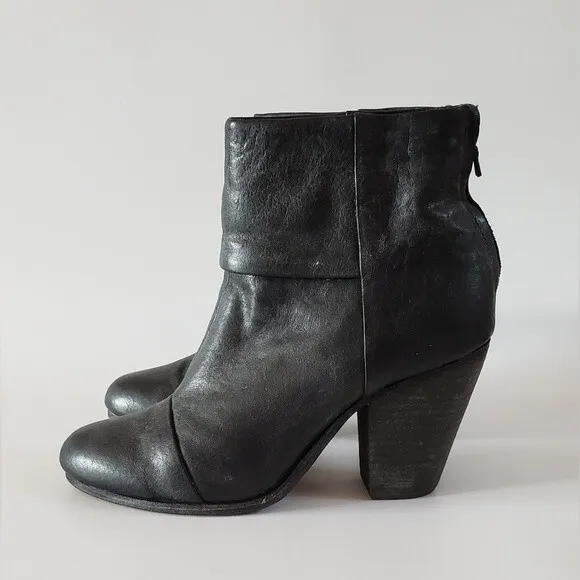 Rag &amp; Bone Women's Black Leather Ankle Boot Size 9.5