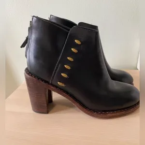 Rag &amp; Bone New York Leather Ankle Boots with Brass Details