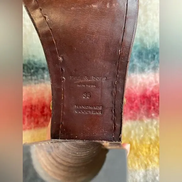 Rag &amp; Bone New York Leather Ankle Boots with Brass Details