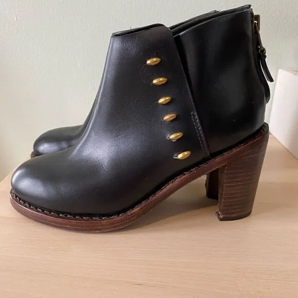 Rag &amp; Bone New York Leather Ankle Boots with Brass Details