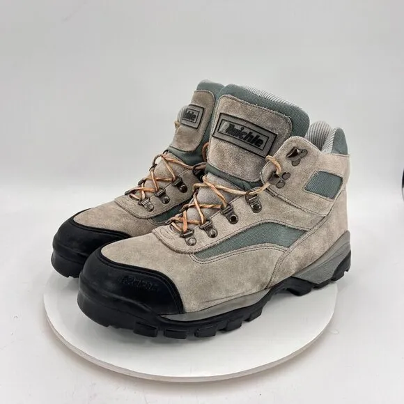Raichle Men Size 12 Grey Black Leather Waterproof Slip Resistant Hiking Boot