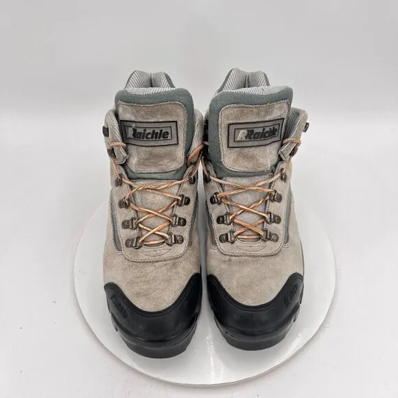 Raichle Men Size 12 Grey Black Leather Waterproof Slip Resistant Hiking Boot