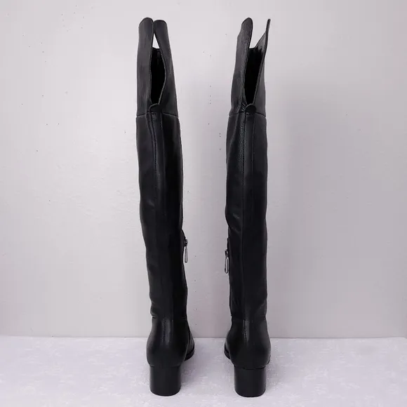 Ralph Lauren Dallyce OTK Riding Boots US 8 Black Leather Knee-High Heeled Boots