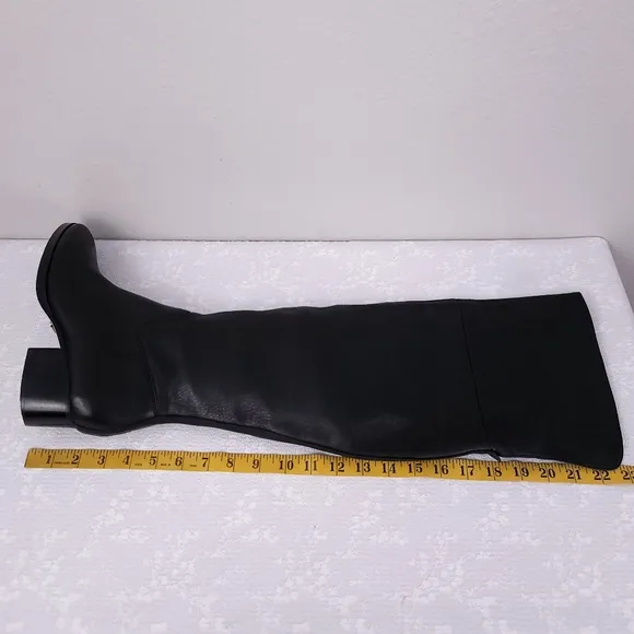 Ralph Lauren Dallyce OTK Riding Boots US 8 Black Leather Knee-High Heeled Boots