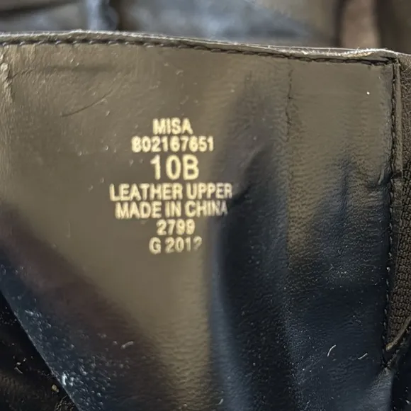 Ralph Lauren Misa Black Knee High Heel Boots Size 10B Suede Leather Zip Strap