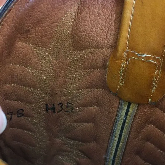 Rancho Men's Camel Leather Embossed Western Cowboy Boots Size 8.5