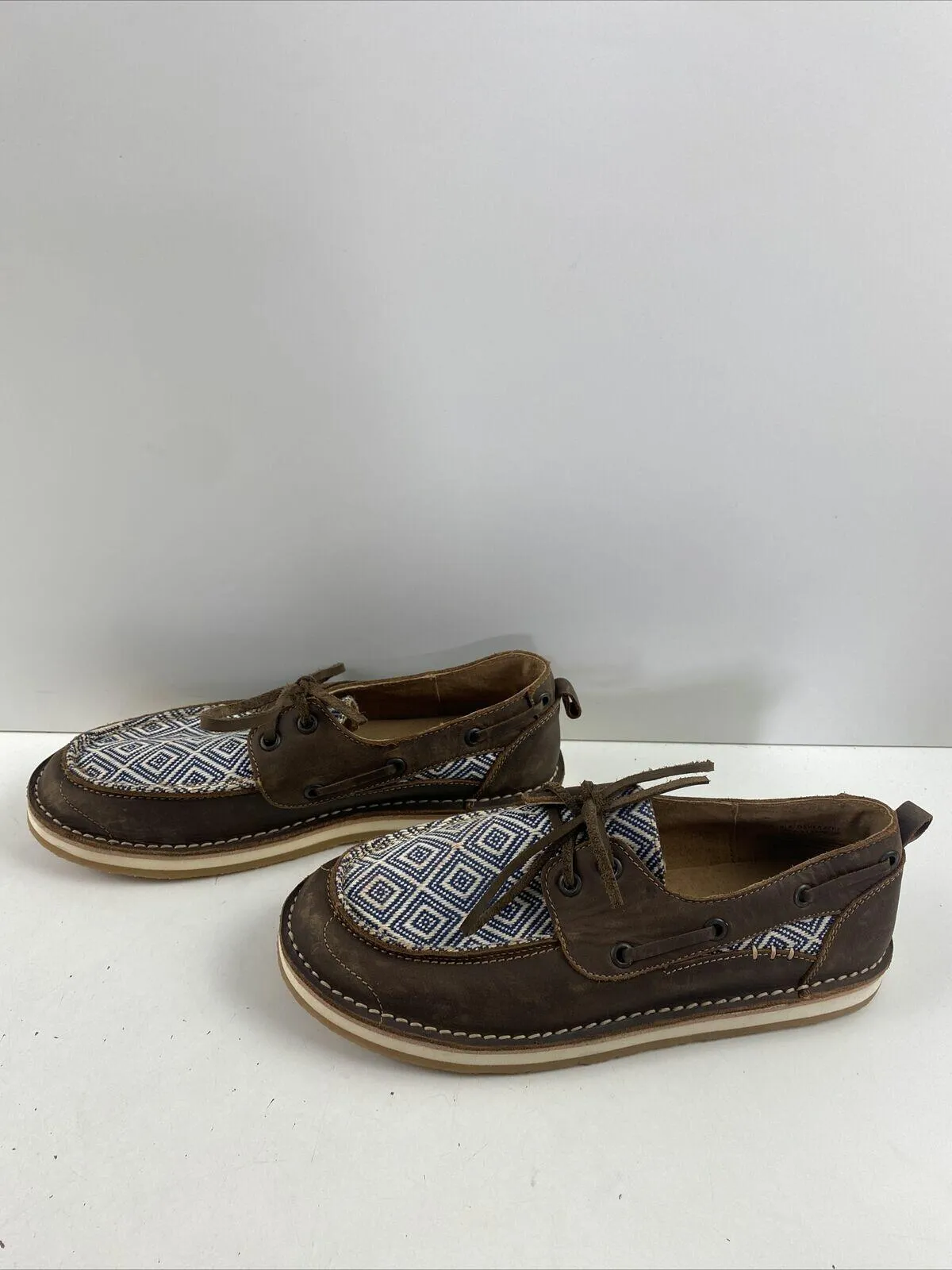 Rank 45 Marine Southwestern Brown Leather Moc Toe Boat Shoes Women’s Size 8 - Very Good