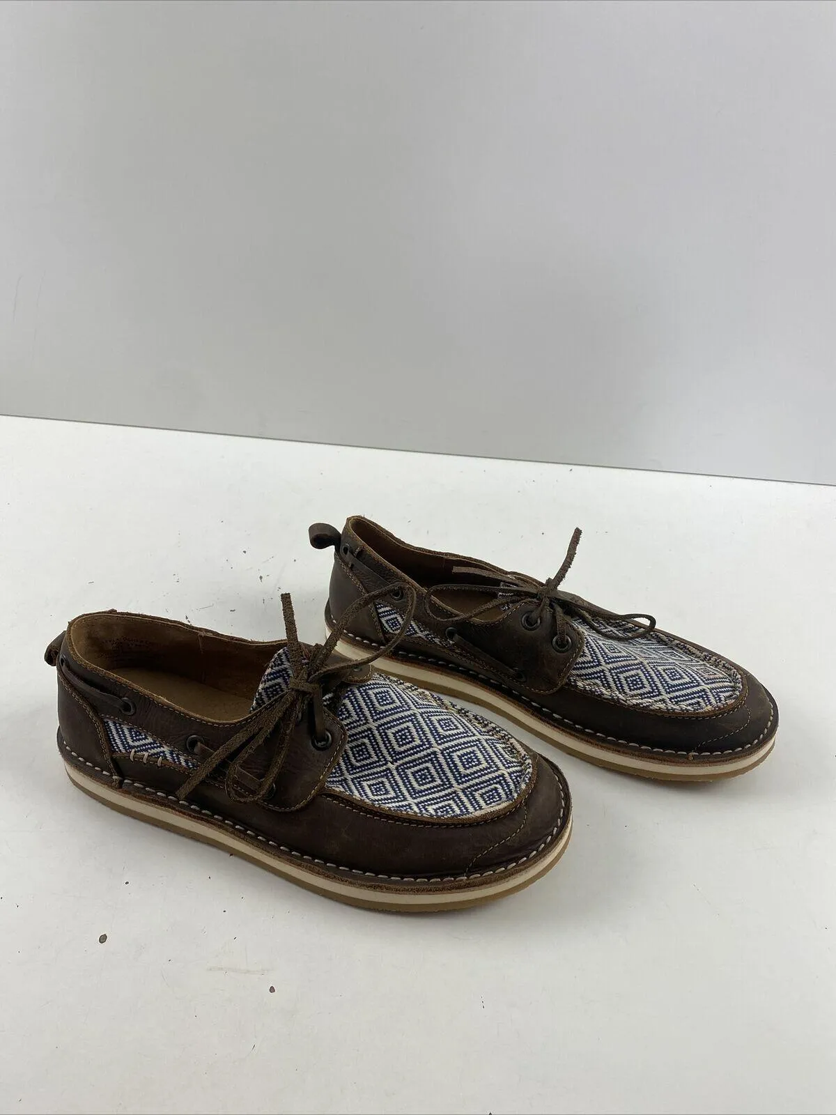 Rank 45 Marine Southwestern Brown Leather Moc Toe Boat Shoes Women’s Size 8 - Very Good