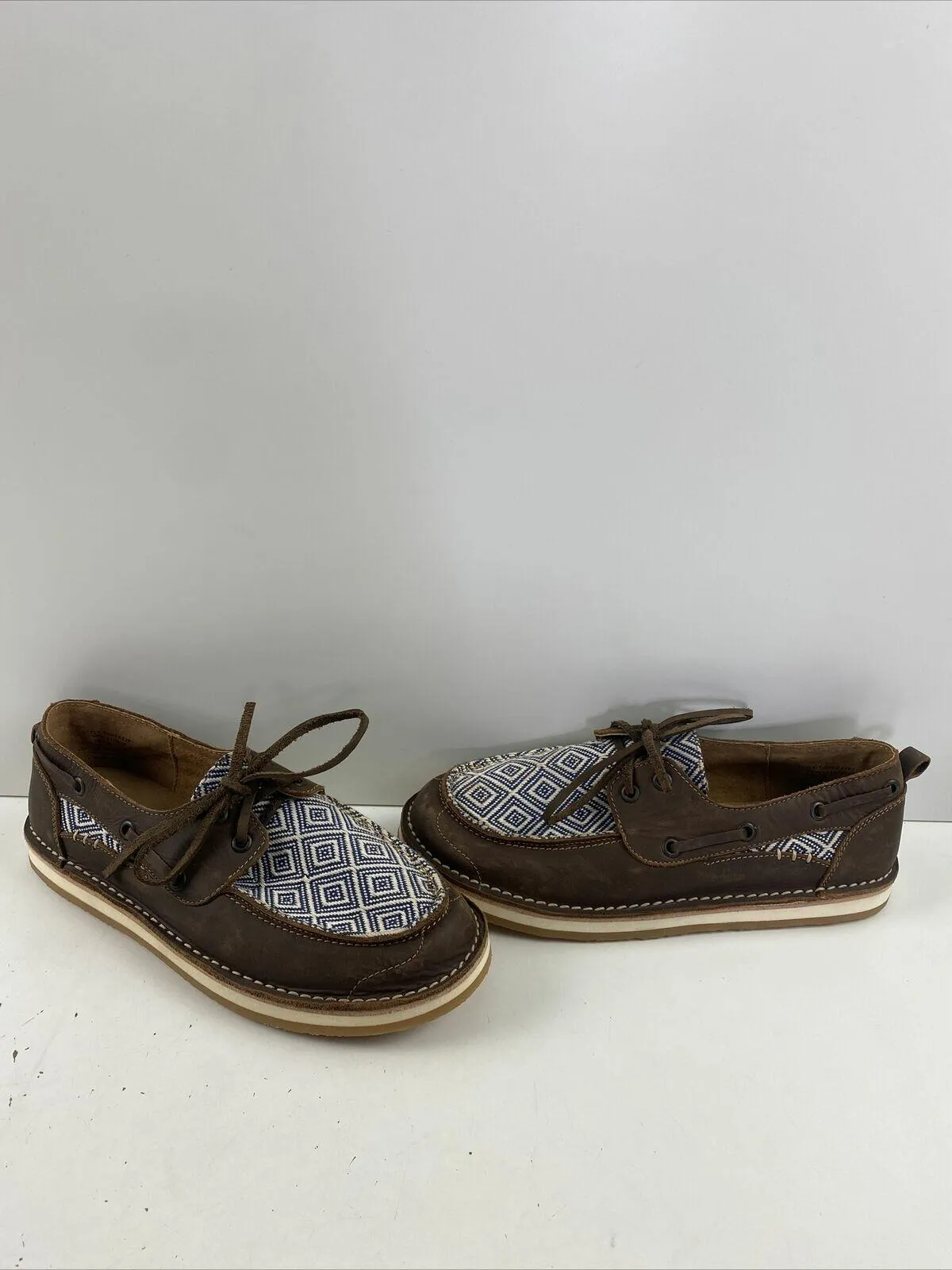 Rank 45 Marine Southwestern Brown Leather Moc Toe Boat Shoes Women’s Size 8 - Very Good