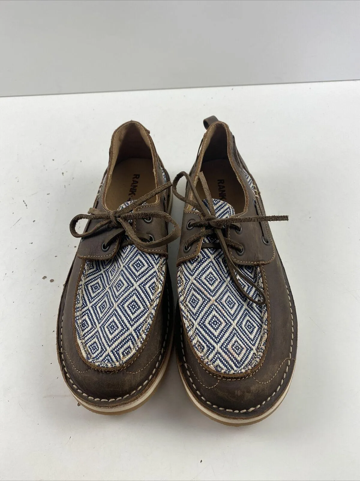 Rank 45 Marine Southwestern Brown Leather Moc Toe Boat Shoes Women’s Size 8 - Very Good