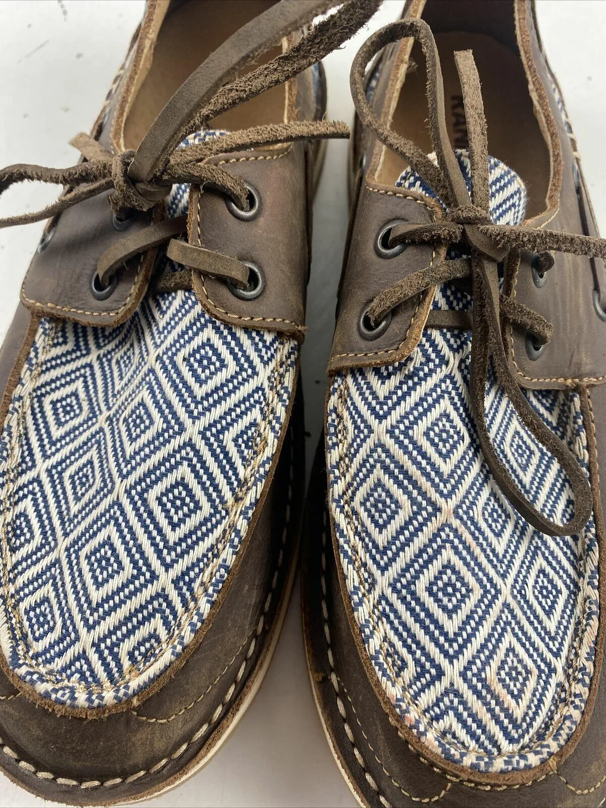 Rank 45 Marine Southwestern Brown Leather Moc Toe Boat Shoes Women’s Size 8 - Very Good