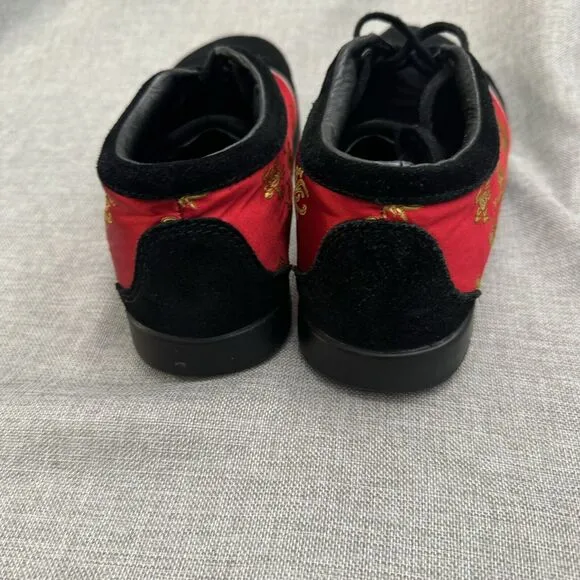 Rare Onmyodo Tatsu Ne Dragon Brocade &amp; Leather Shoe 9M/10.5W Eu 42.5 Cork insole