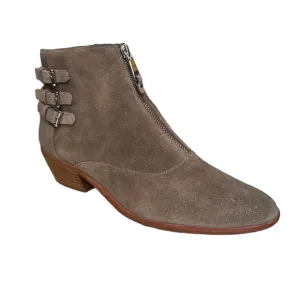 Rebecca Minkoff Alex Bootie in Bark Front Zip Suede Ankle Boots size 9