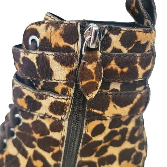 Rebecca Minkoff Leopard Combat Cow Fur Boots - Size 6.5 - NWOT