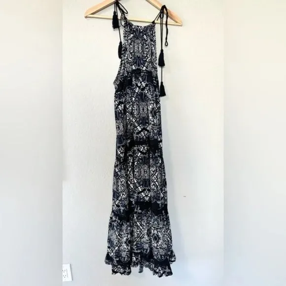 Red Carter Sleeveless Blue Black Cover Up Swim Maxi Dress