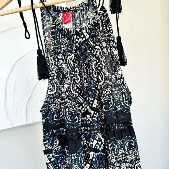 Red Carter Sleeveless Blue Black Cover Up Swim Maxi Dress