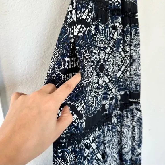 Red Carter Sleeveless Blue Black Cover Up Swim Maxi Dress