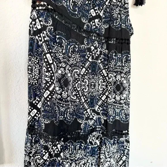 Red Carter Sleeveless Blue Black Cover Up Swim Maxi Dress