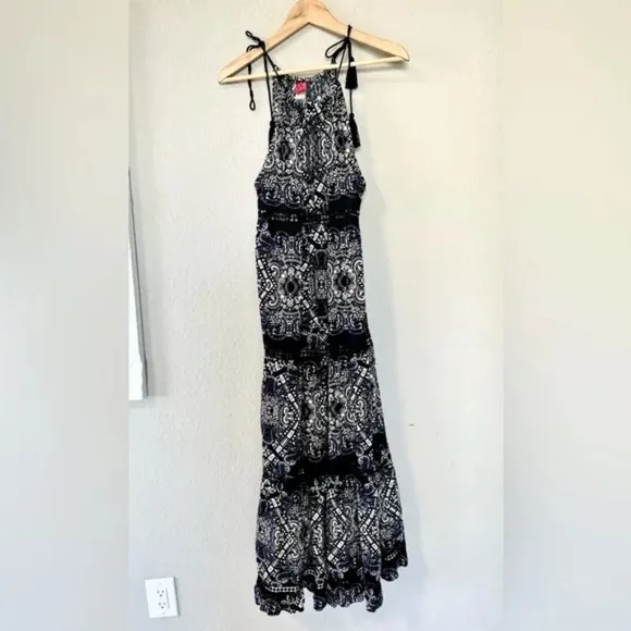 Red Carter Sleeveless Blue Black Cover Up Swim Maxi Dress