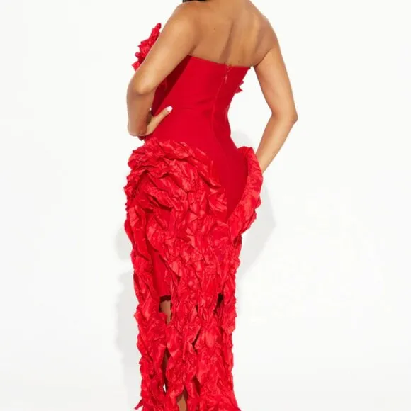 Red formal dress. Mini black prom dress . strapless ruffle bandage mini dress