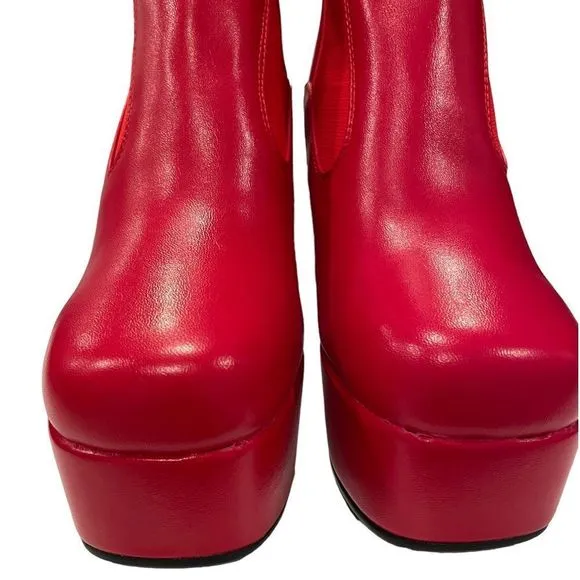 Red Platform Ankle Boots