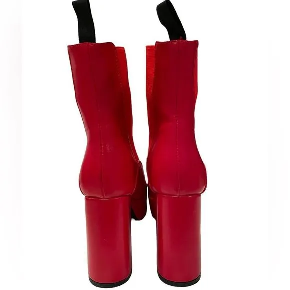 Red Platform Ankle Boots