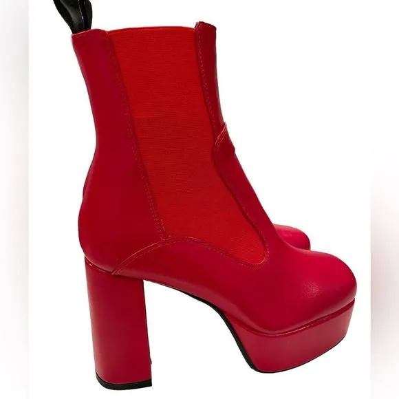 Red Platform Ankle Boots