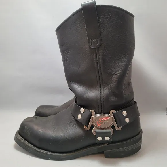Red Wing Motorcycle Boots Men's 9.5 D Black Leather #969 Biker Soft Toe …