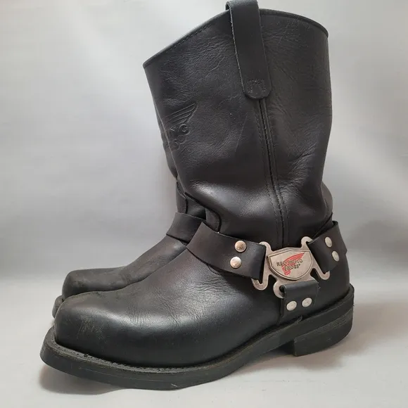 Red Wing Motorcycle Boots Men's 9.5 D Black Leather #969 Biker Soft Toe …