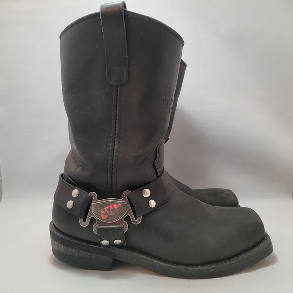 Red Wing Motorcycle Boots Men's 9.5 D Black Leather #969 Biker Soft Toe …