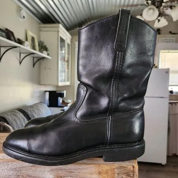 Red Wing Pecos Boots Size 13B US Mens Motorcycle Black USA