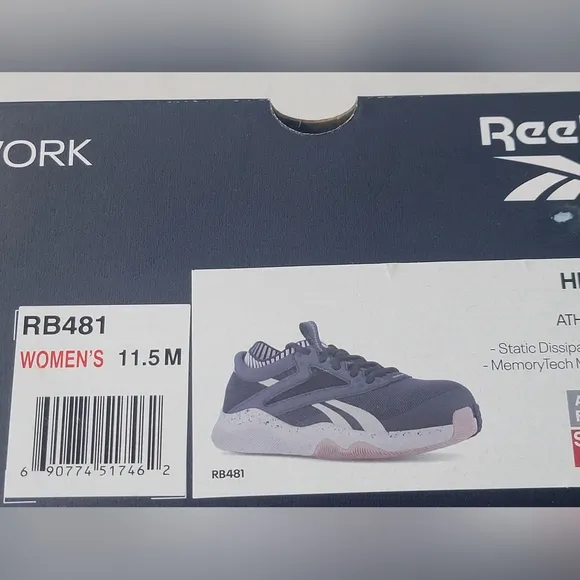 Reebok HITT TR Navy White Pink Womens Composite Toe Work Shoes Size 11.5