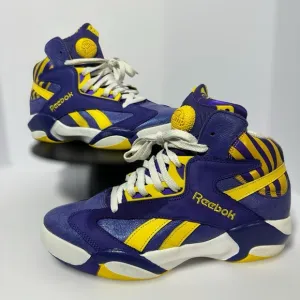 Reebok Shaq Attaq LSU Mens Size 9 M40343 Purple Yellow White Hip Hop Great Cond