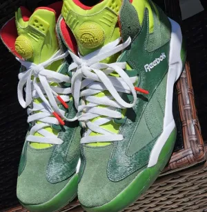 Reebok Shaq Attaq The Pump Ghost of Christmas Green Sneakers Men's Size 11 US