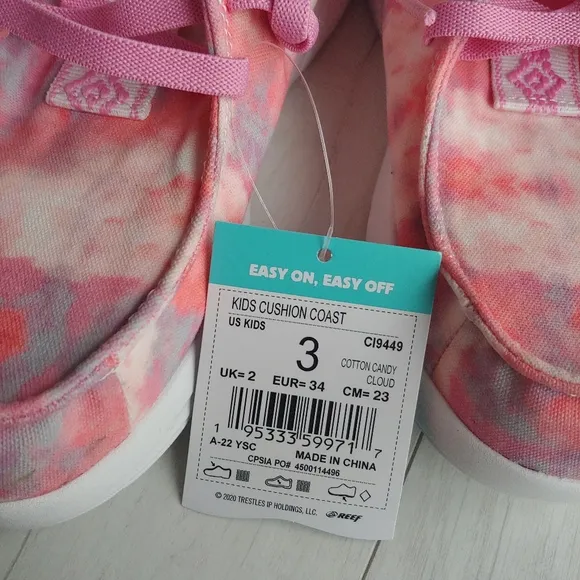 REEF NEW kids Cushion Coast Slip-On Shoes Cotton Candy Cloud