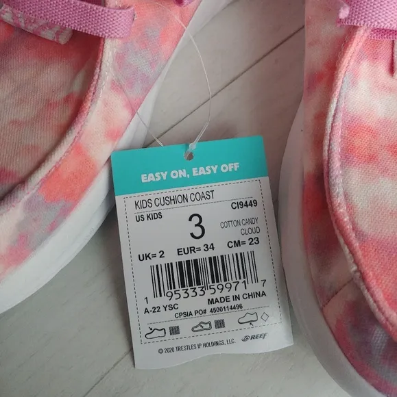 REEF NEW kids Cushion Coast Slip-On Shoes Cotton Candy Cloud