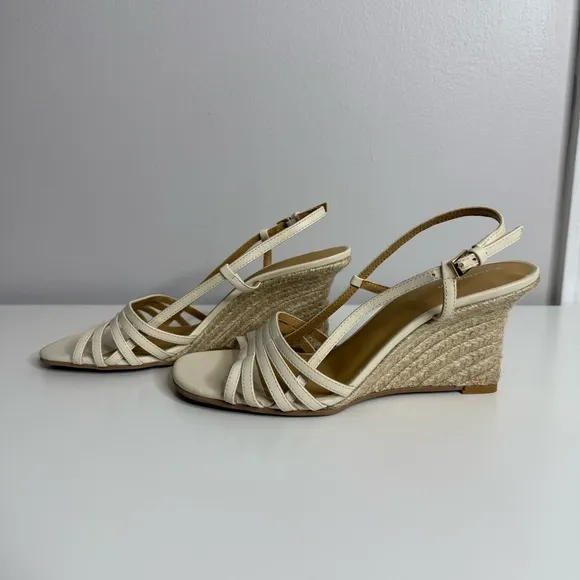 Reformation White Strappy Espadrille wedge sandal heels - New - 7